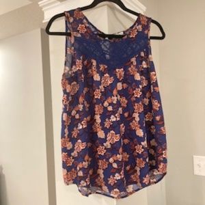 Mason & Bell Navy and red floral with lace. Sleeveless . size M